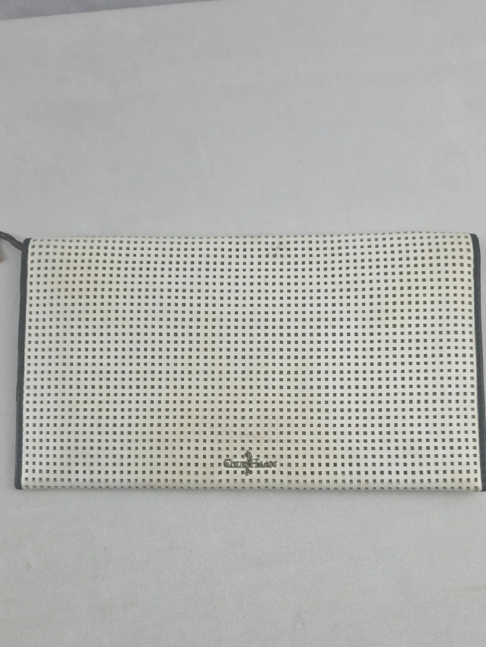 NWT Cole Hann White Perforated Envelope Clutch Genuine‎ Leather MSRP $148